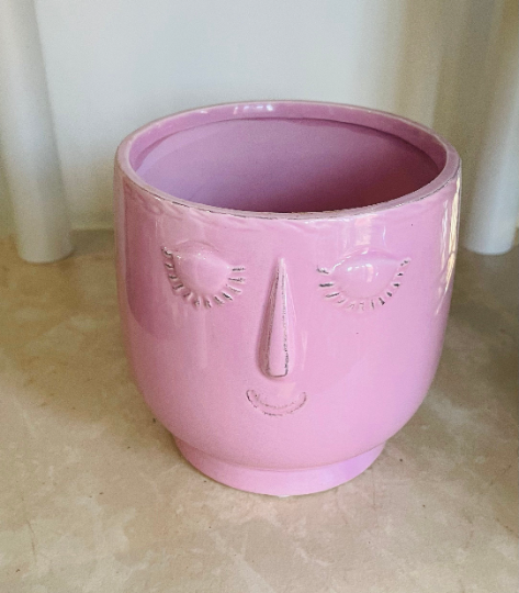 Pink Ceramic Face Cover Pot