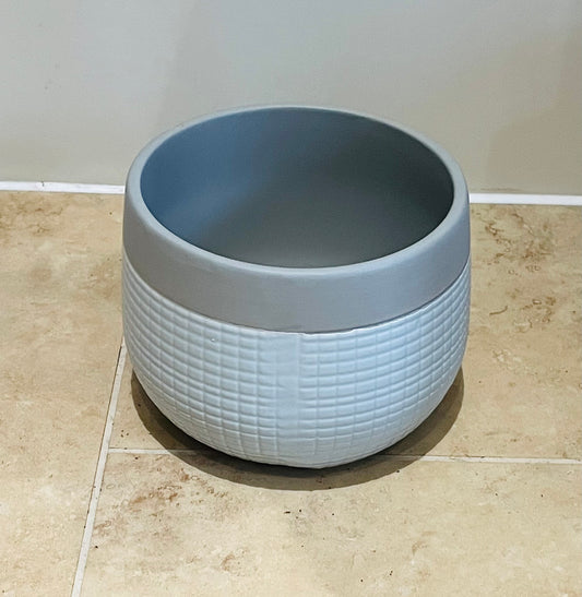 Blue and Grey Ceramic Cover Pot