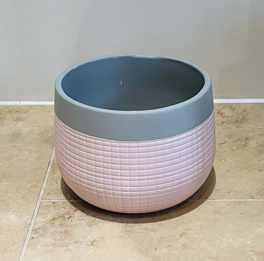 Pink and Grey Ceramic Cover Pot