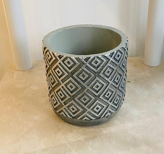 Grey and Silver Concrete Planter